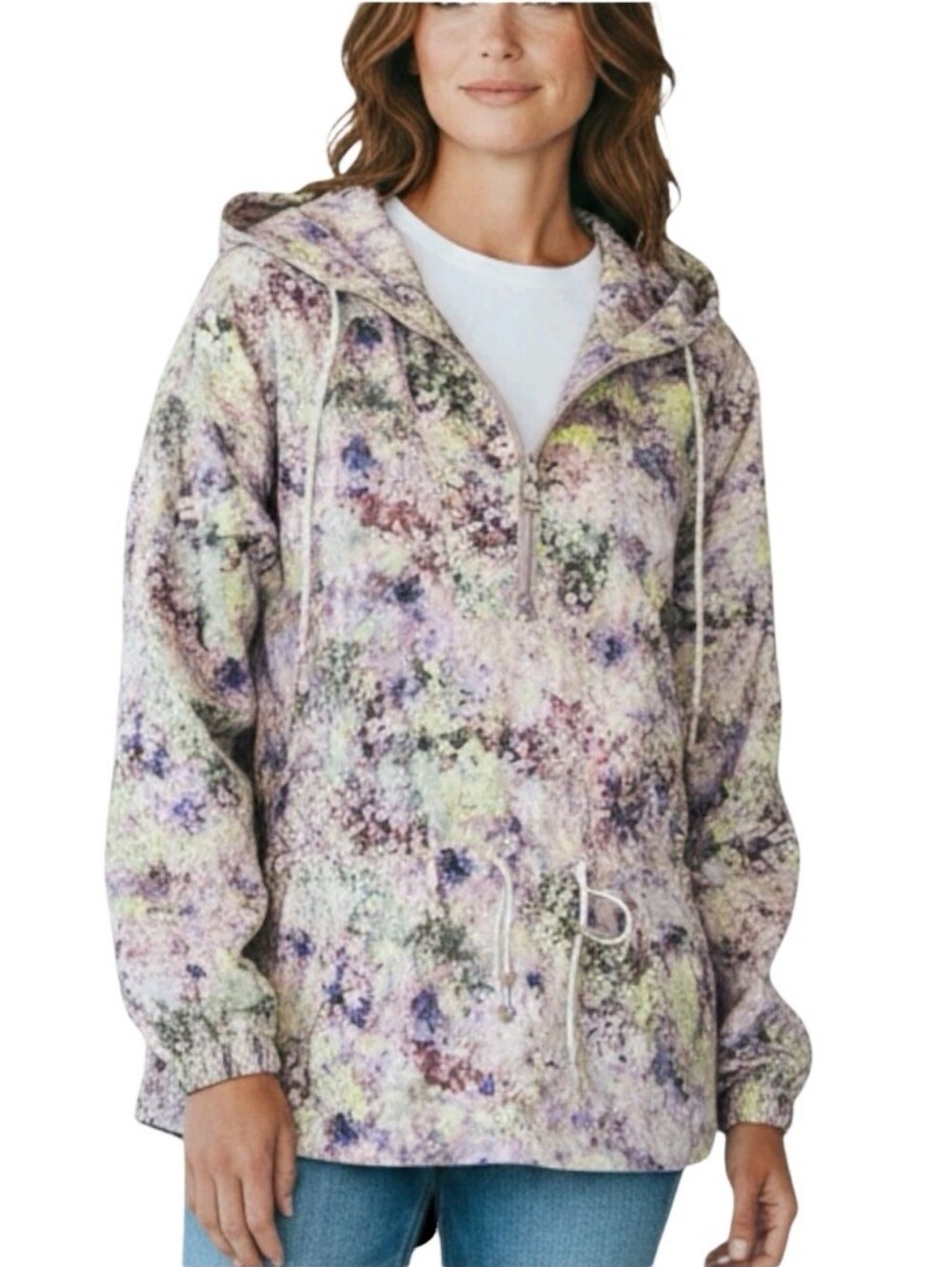 Calia Hooded Windbreaker In Eden Print Olive